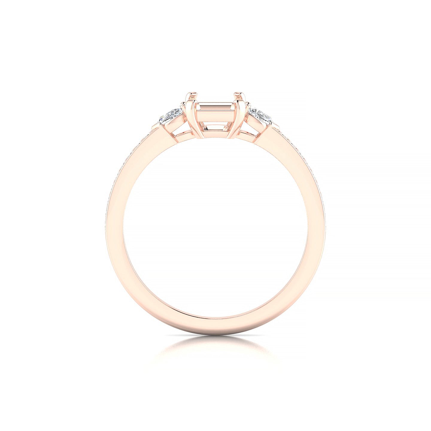 Waterfall Emerald 1-1.99 ct | 18k Rose Gold Side Stones Ring