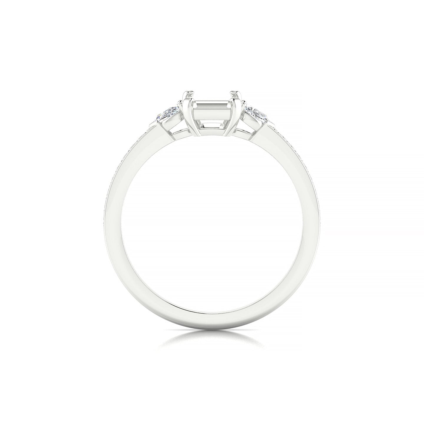 Waterfall Emerald 1-1.99 ct | 18k White Gold Side Stones Ring