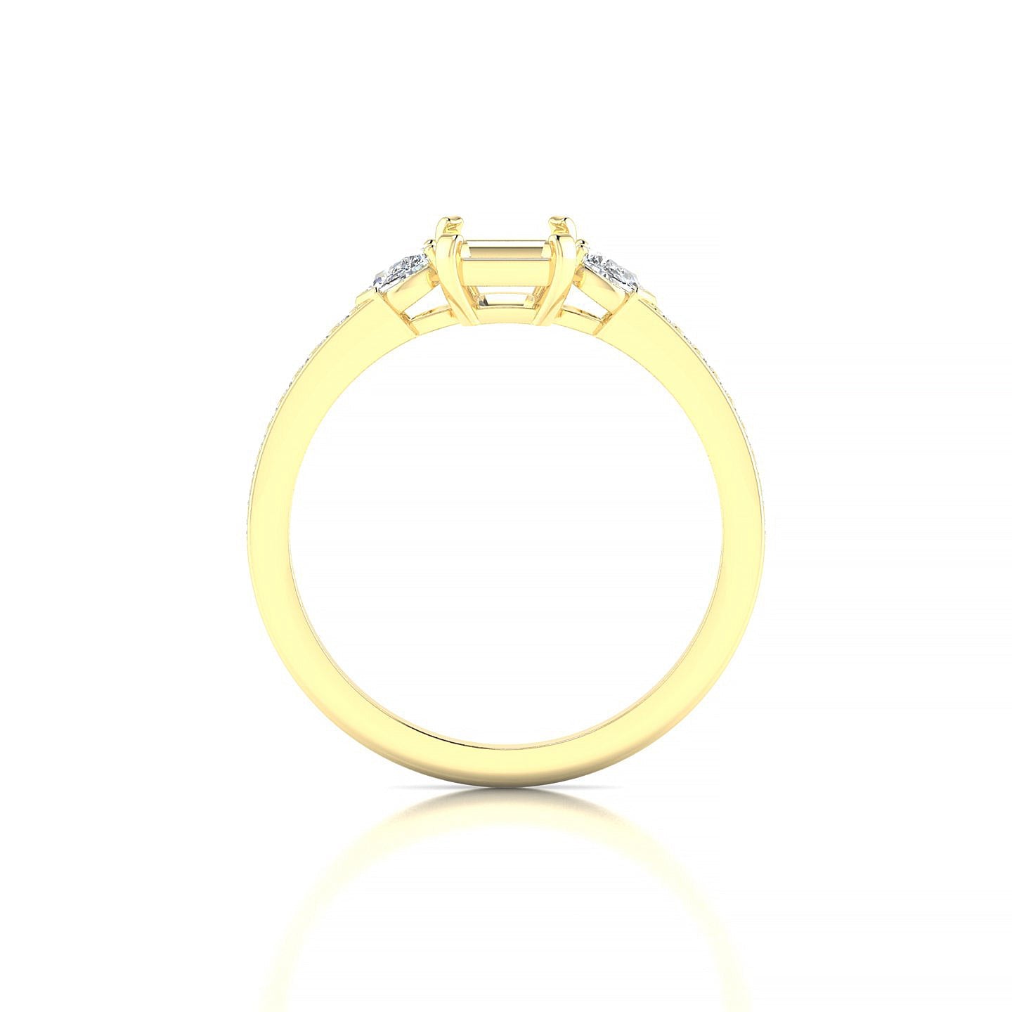 Waterfall Emerald 1-1.99 ct | 18k Yellow Gold Side Stones Ring