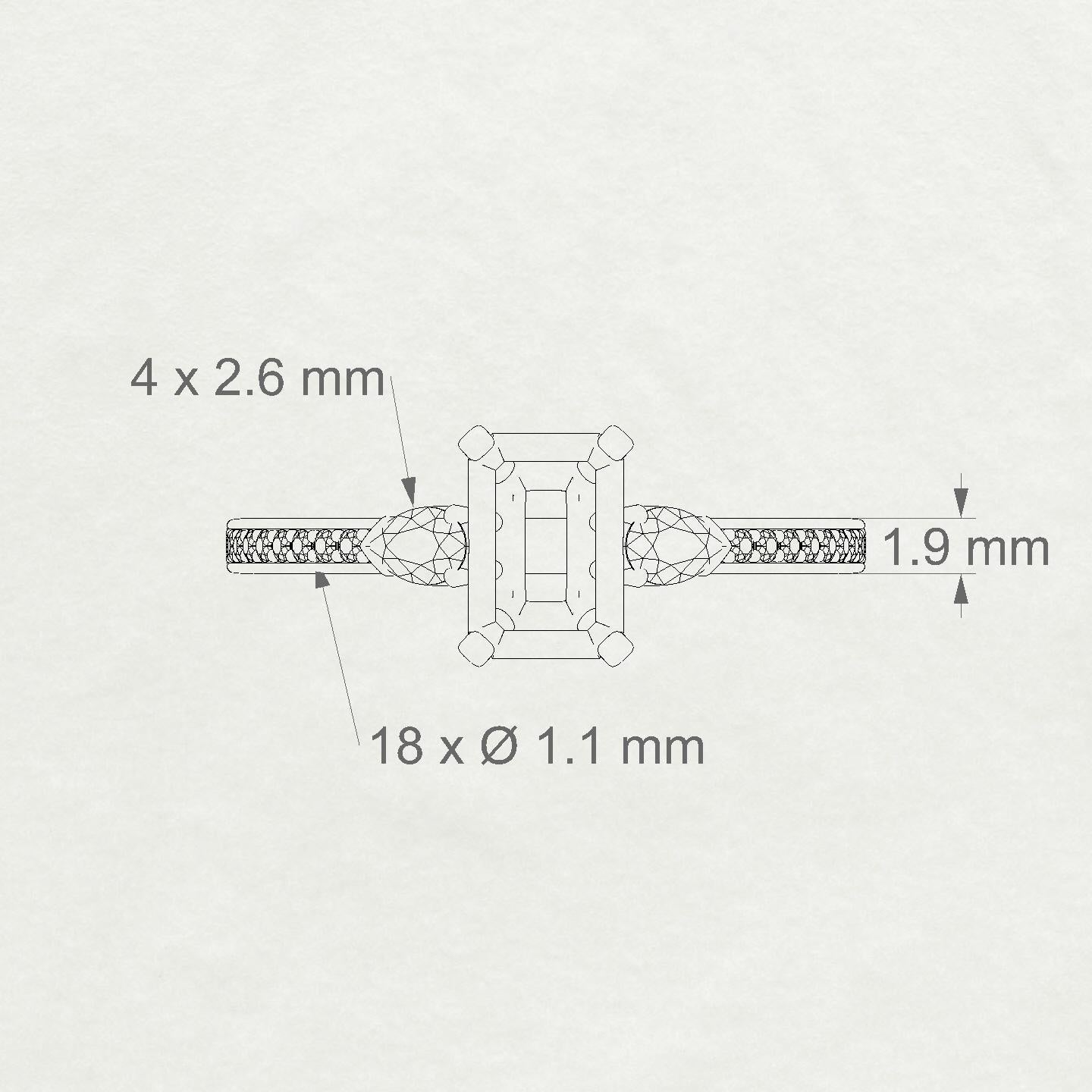 Waterfall Emerald 1-1.99 ct | 18k Rose Gold Side Stones Ring