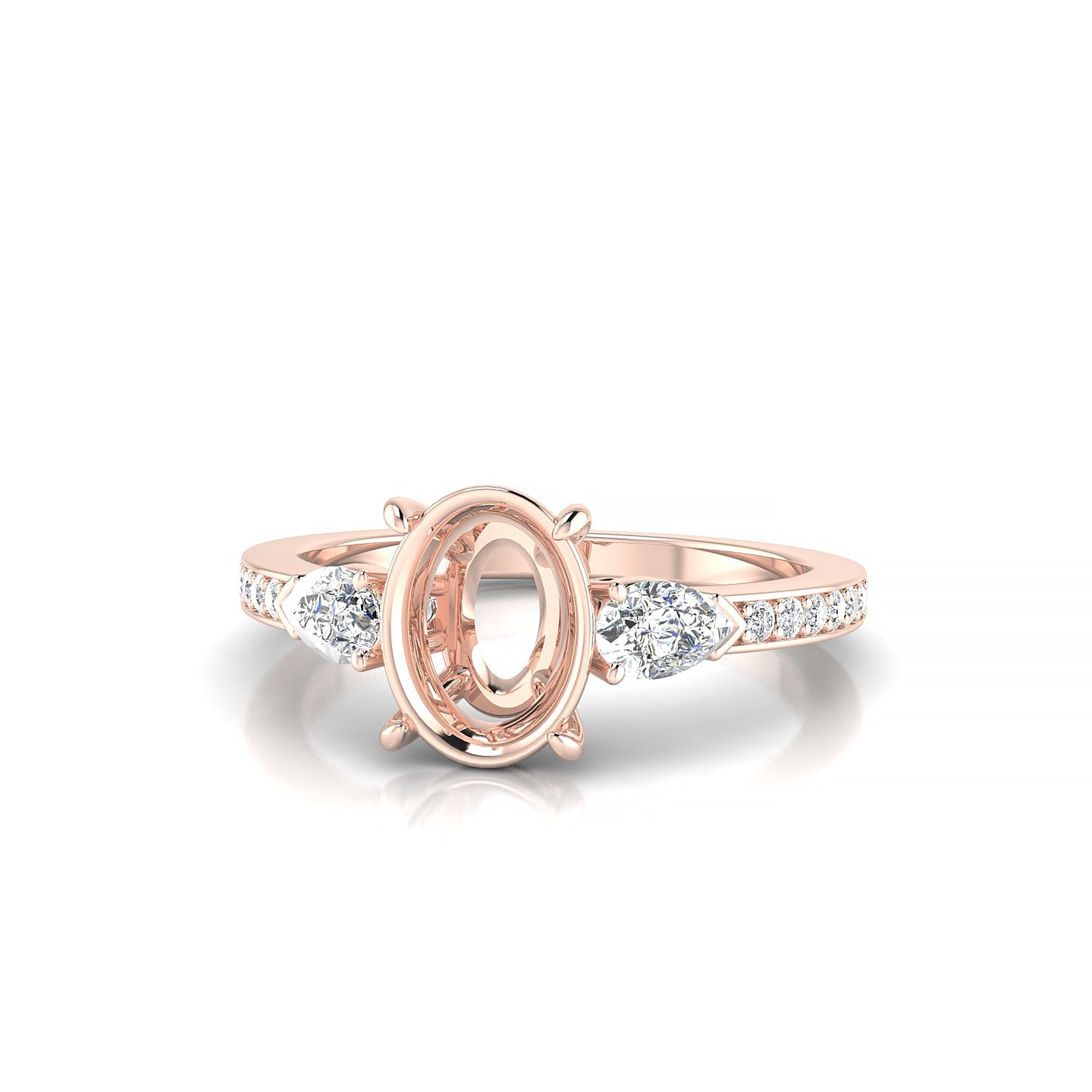 Waterfall Oval 2-2.99 ct | 18k Rose Gold Side Stones Ring