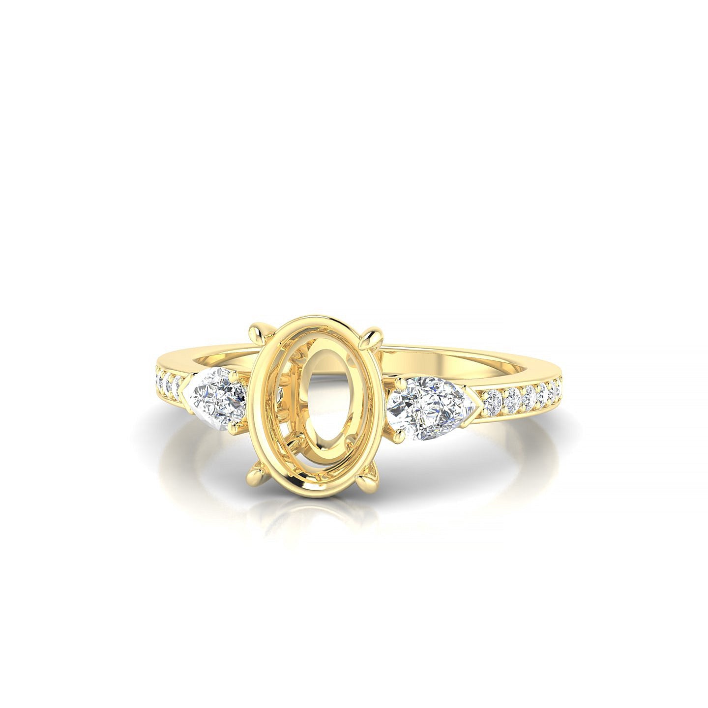 Waterfall Oval 2-2.99 ct | 18k Yellow Gold Side Stones Ring