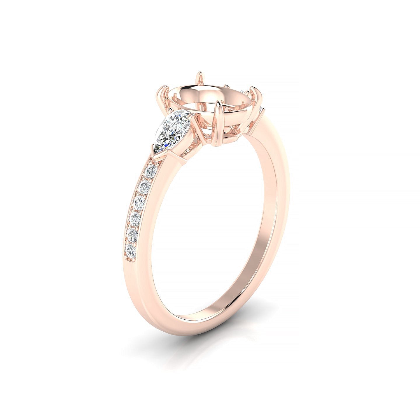 Waterfall Oval 2-2.99 ct | 18k Rose Gold Side Stones Ring