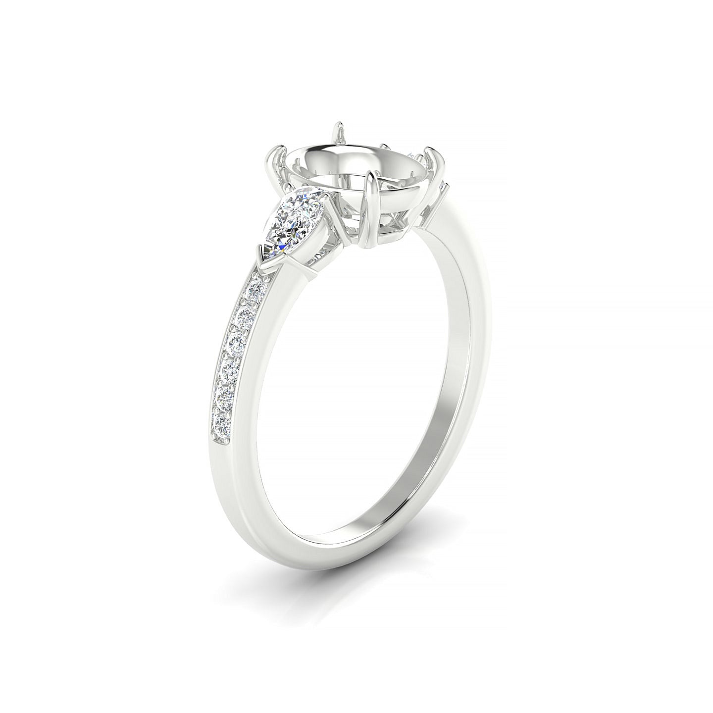 Waterfall Oval 2-2.99 ct | 18k White Gold Side Stones Ring