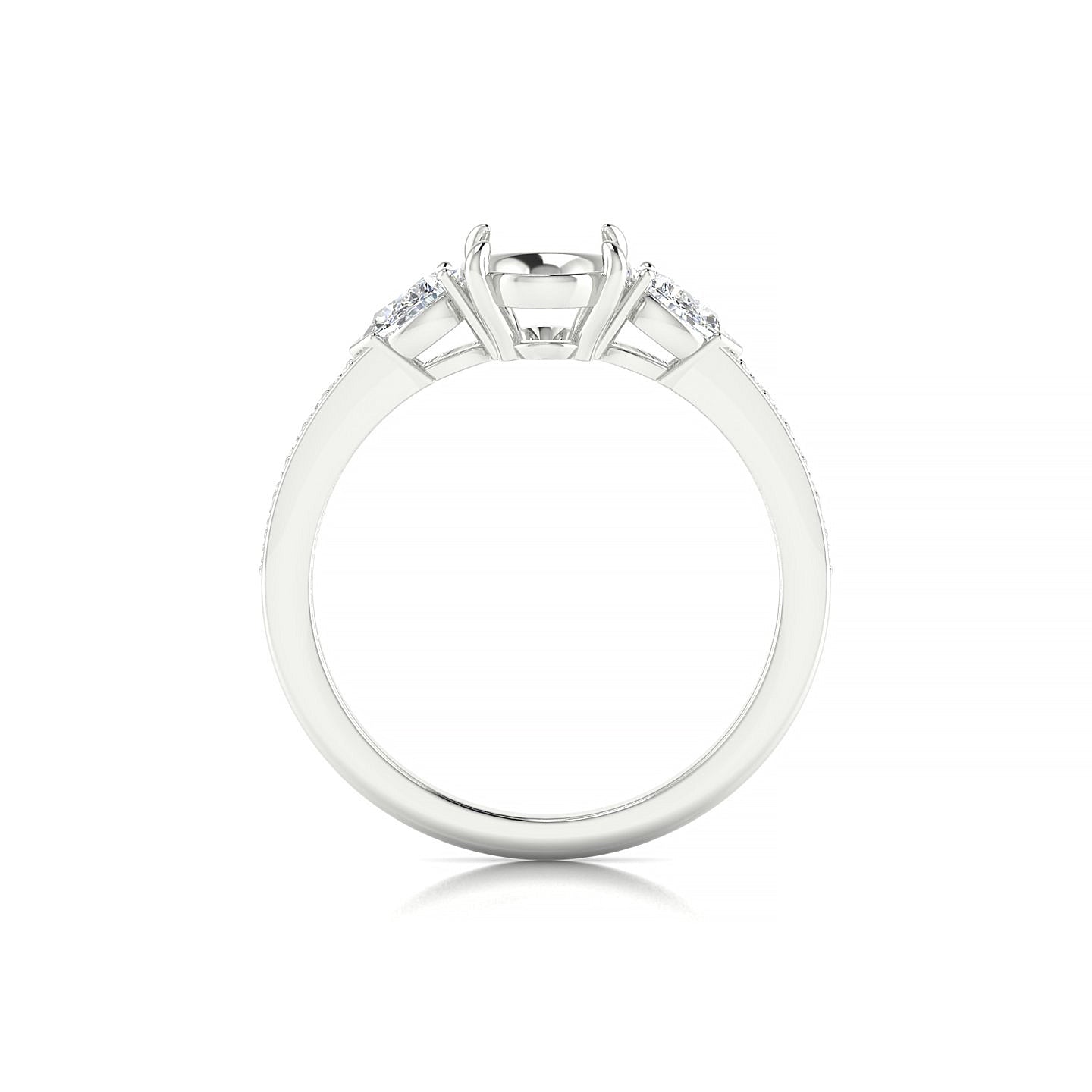 Waterfall Oval 2-2.99 ct | 18k White Gold Side Stones Ring