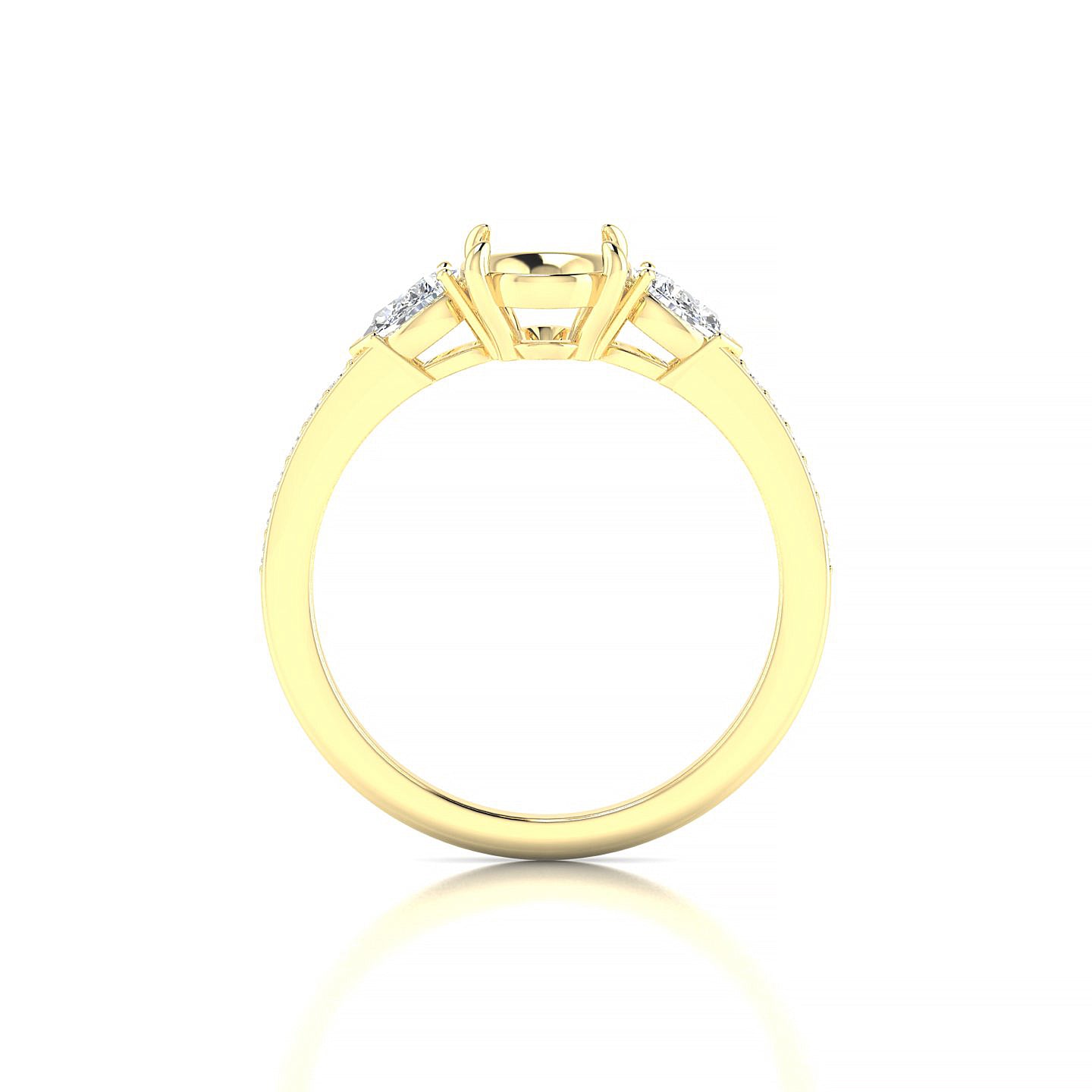 Waterfall Oval 2-2.99 ct | 18k Yellow Gold Side Stones Ring