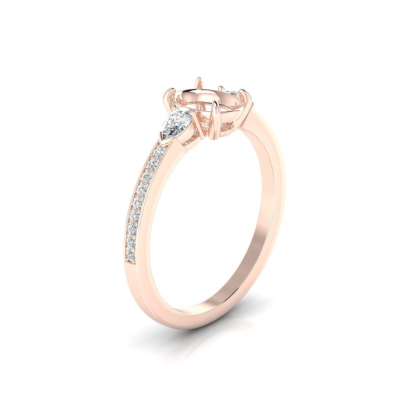Waterfall Oval 1-1.99 ct | 18k Rose Gold Side Stones Ring