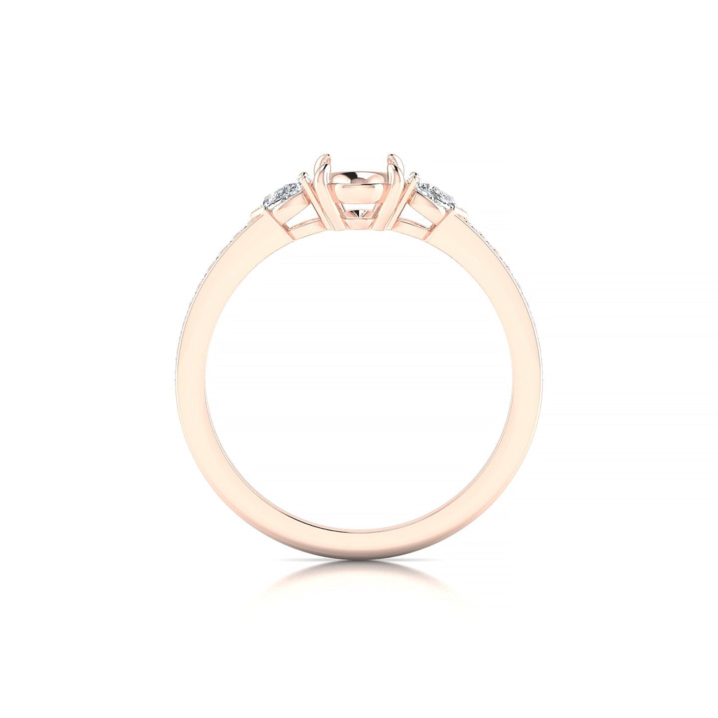 Waterfall Oval 1-1.99 ct | 18k Rose Gold Side Stones Ring