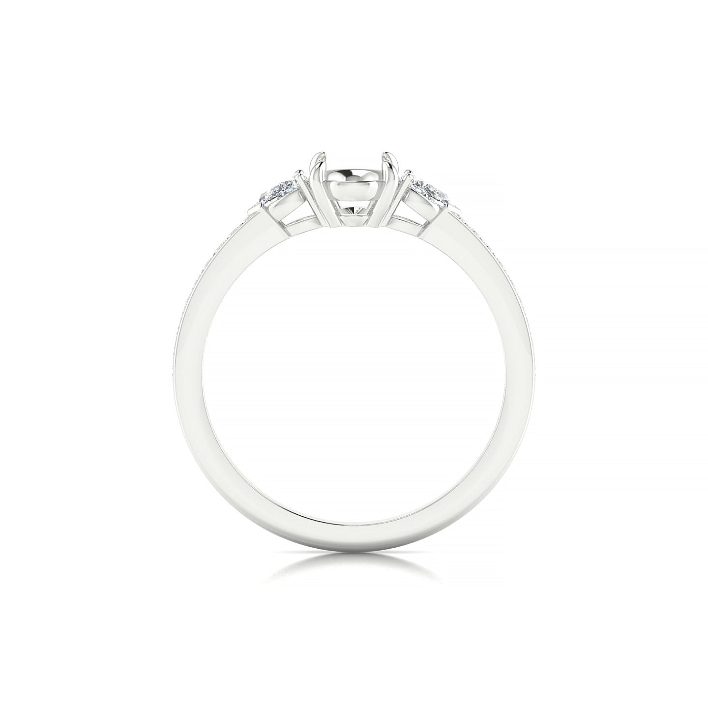 Waterfall Oval 1-1.99 ct | 18k White Gold Side Stones Ring
