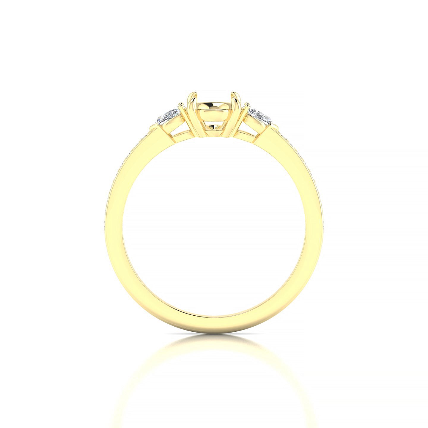 Waterfall Oval 1-1.99 ct | 18k Yellow Gold Side Stones Ring
