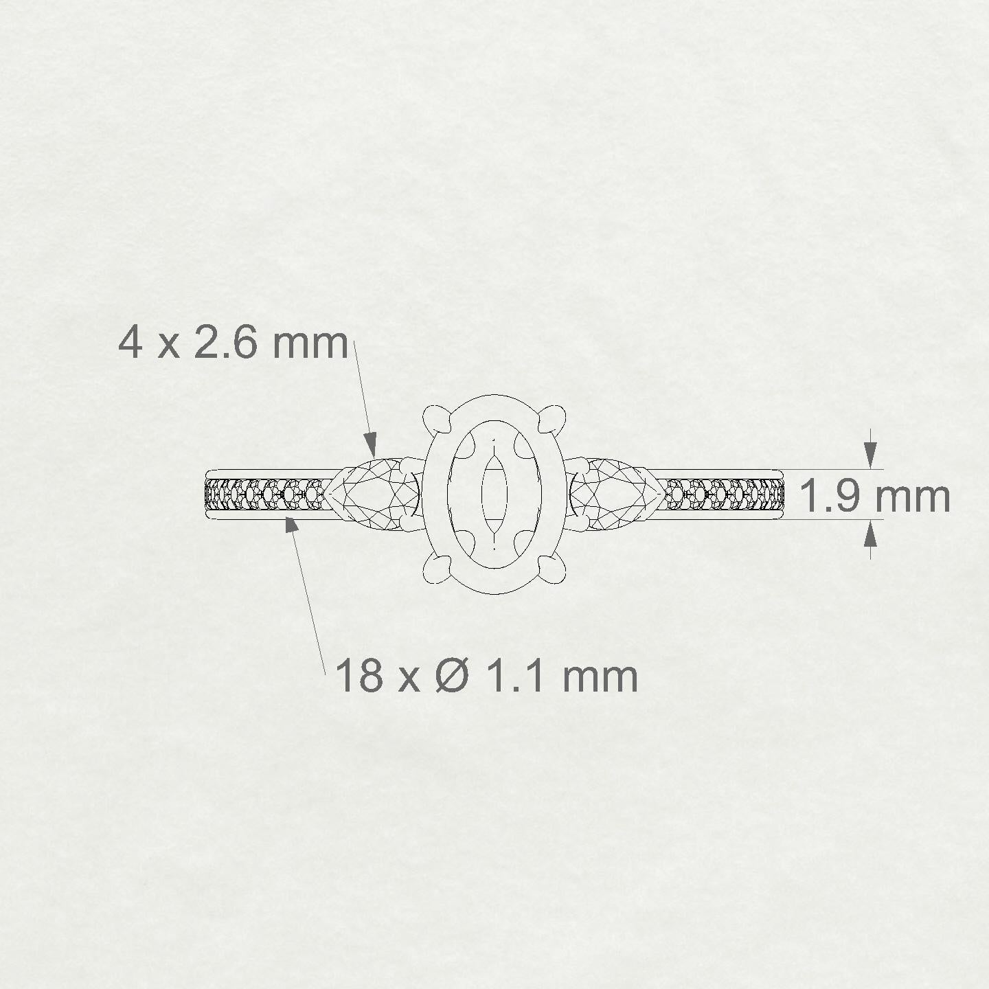 Waterfall Oval 1-1.99 ct | 18k Rose Gold Side Stones Ring