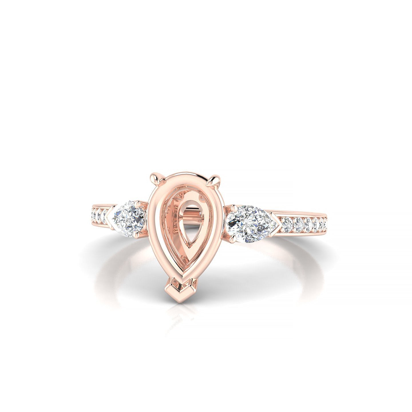 Waterfall Pear 2-2.99 ct | 18k Rose Gold Side Stones Ring