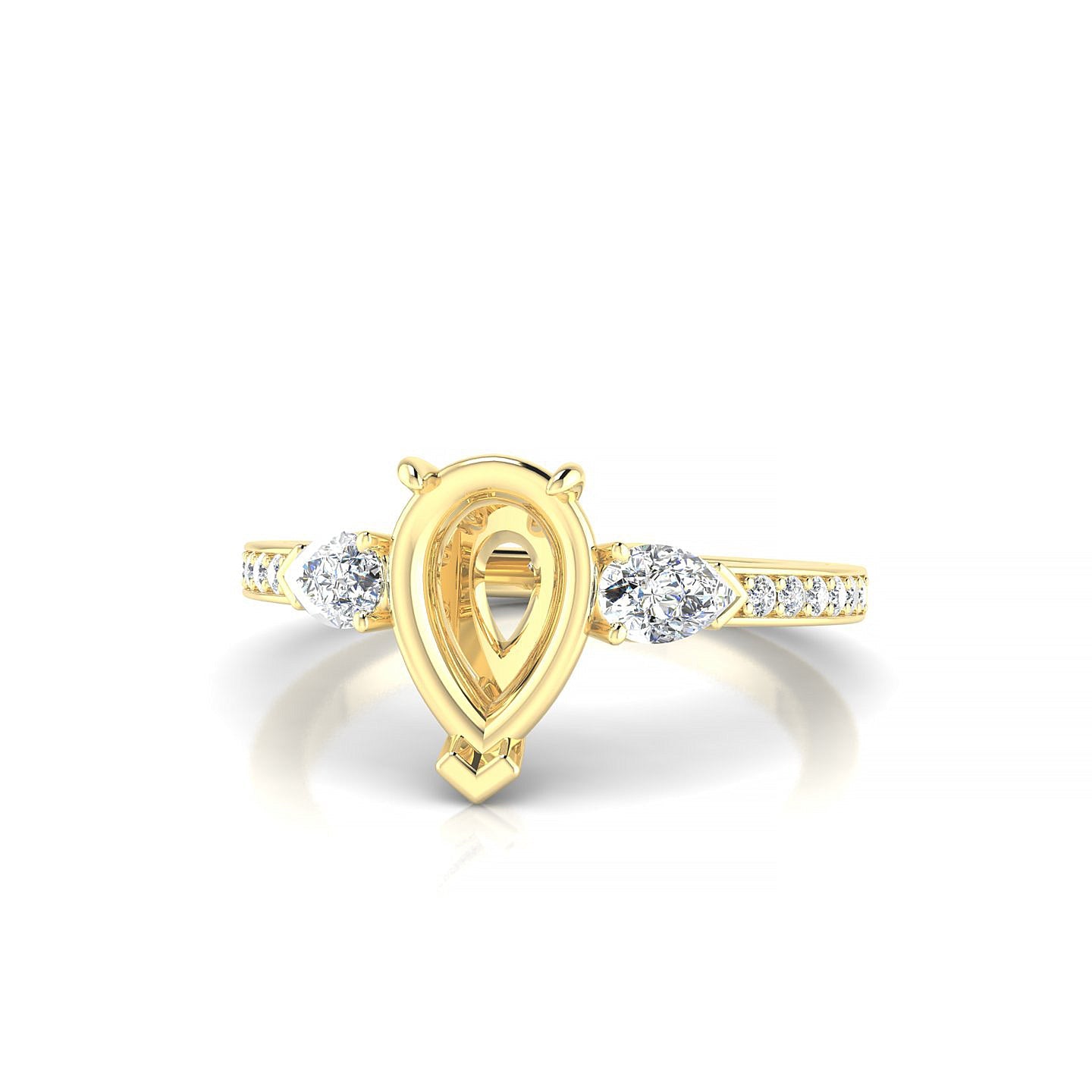 Waterfall Pear 2-2.99 ct | 18k Yellow Gold Side Stones Ring