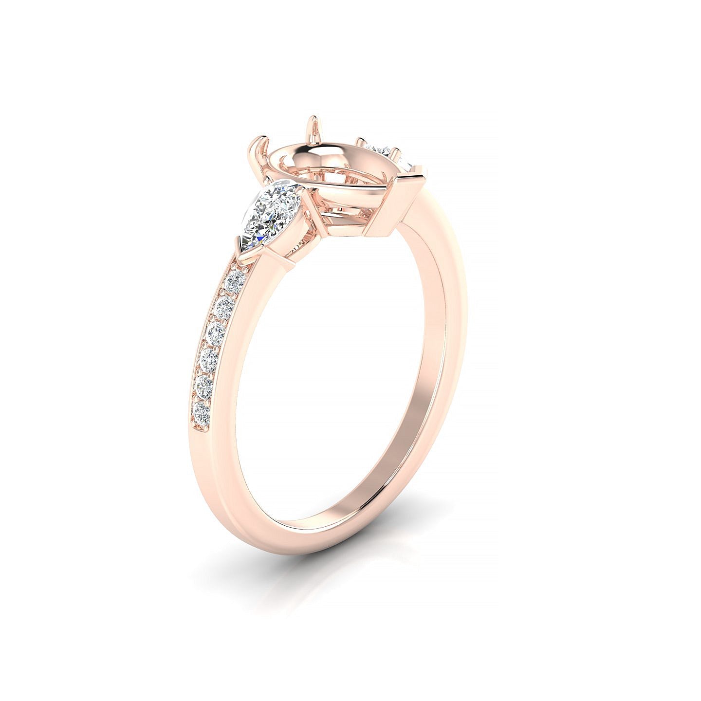 Waterfall Pear 2-2.99 ct | 18k Rose Gold Side Stones Ring
