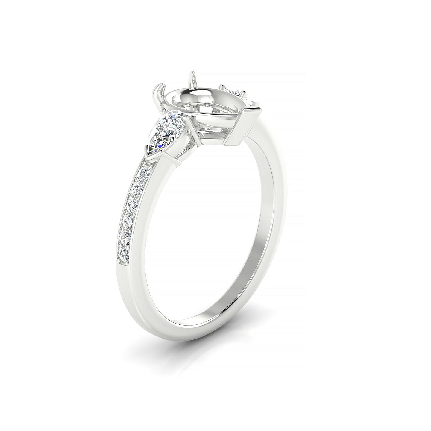 Waterfall Pear 2-2.99 ct | 18k White Gold Side Stones Ring