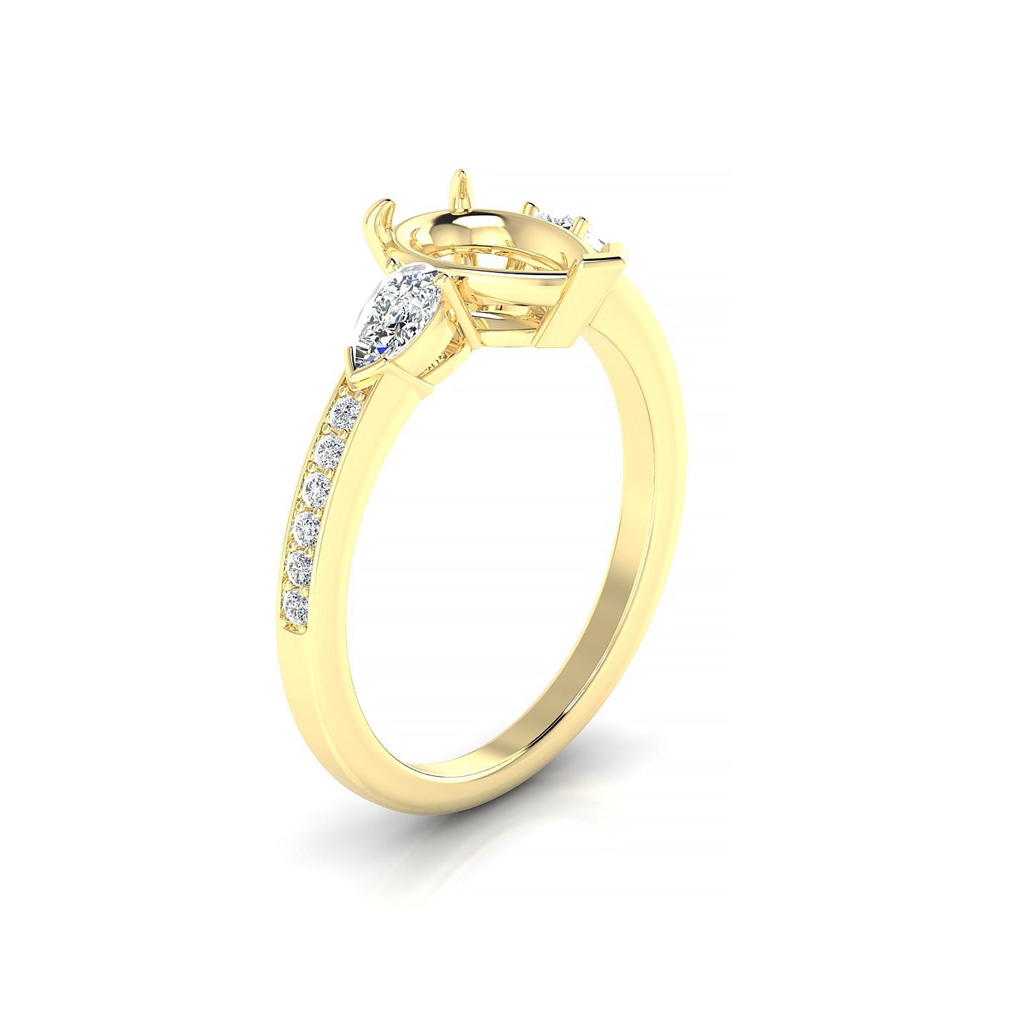 Waterfall Pear 2-2.99 ct | 18k Yellow Gold Side Stones Ring
