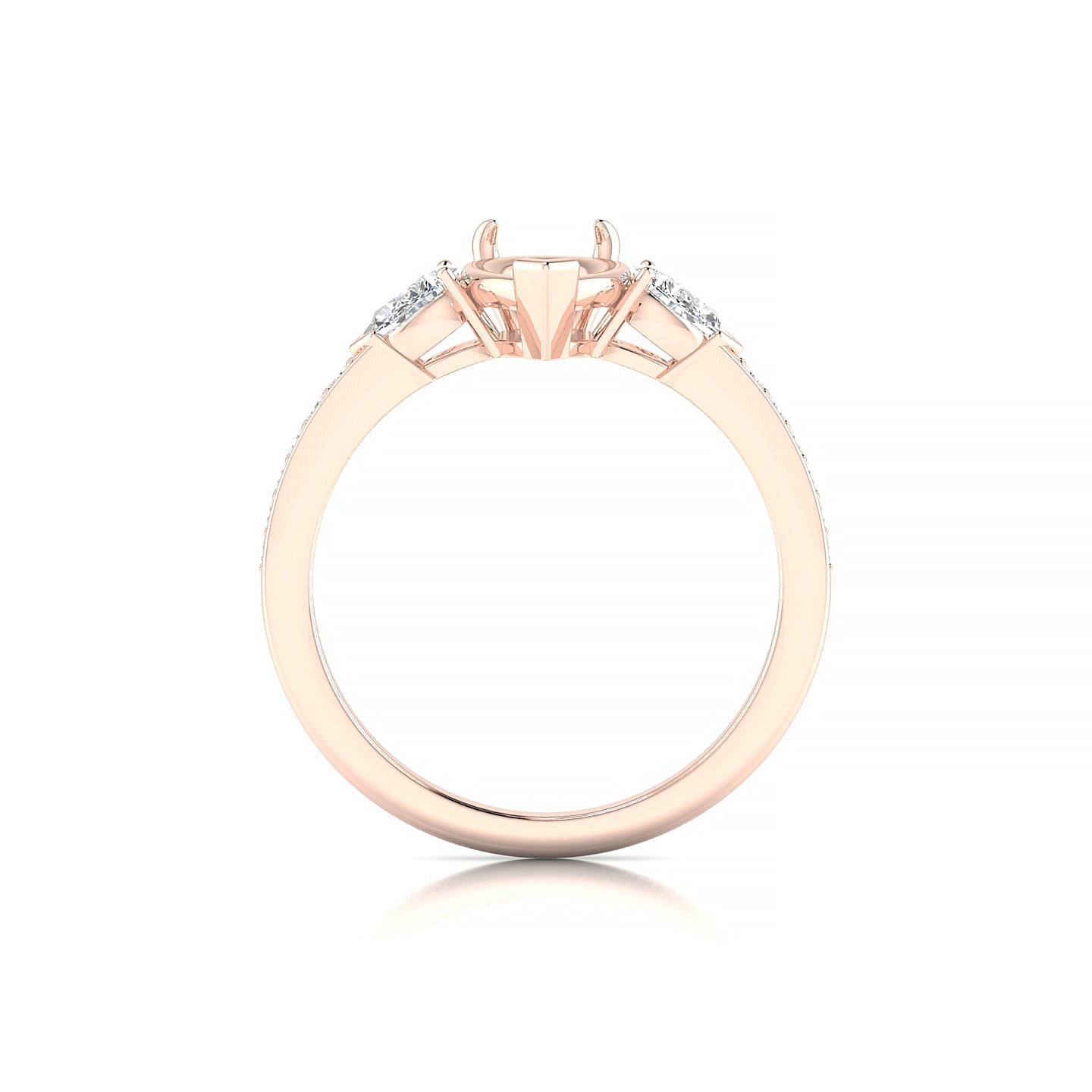 Waterfall Pear 2-2.99 ct | 18k Rose Gold Side Stones Ring