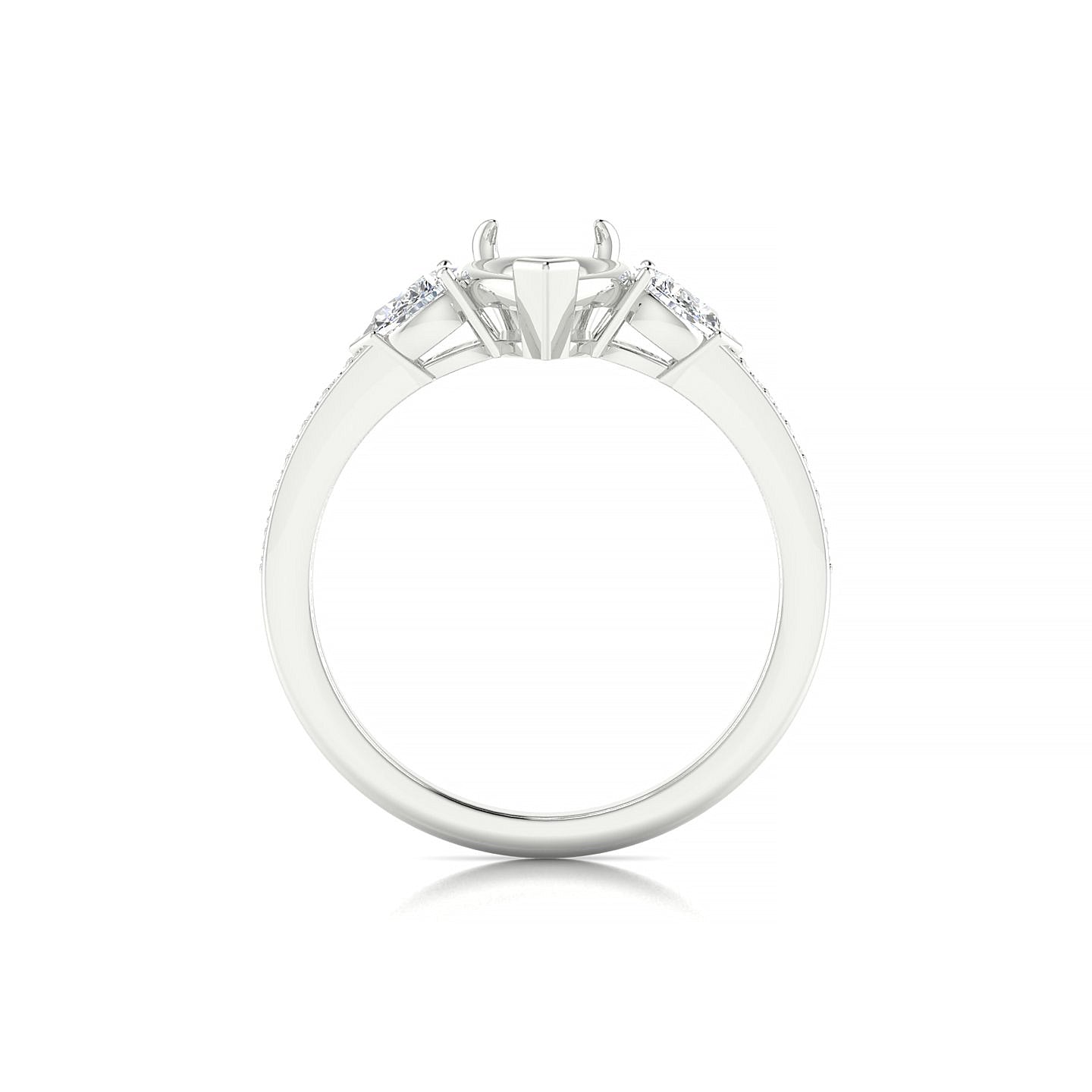Waterfall Pear 2-2.99 ct | 18k White Gold Side Stones Ring