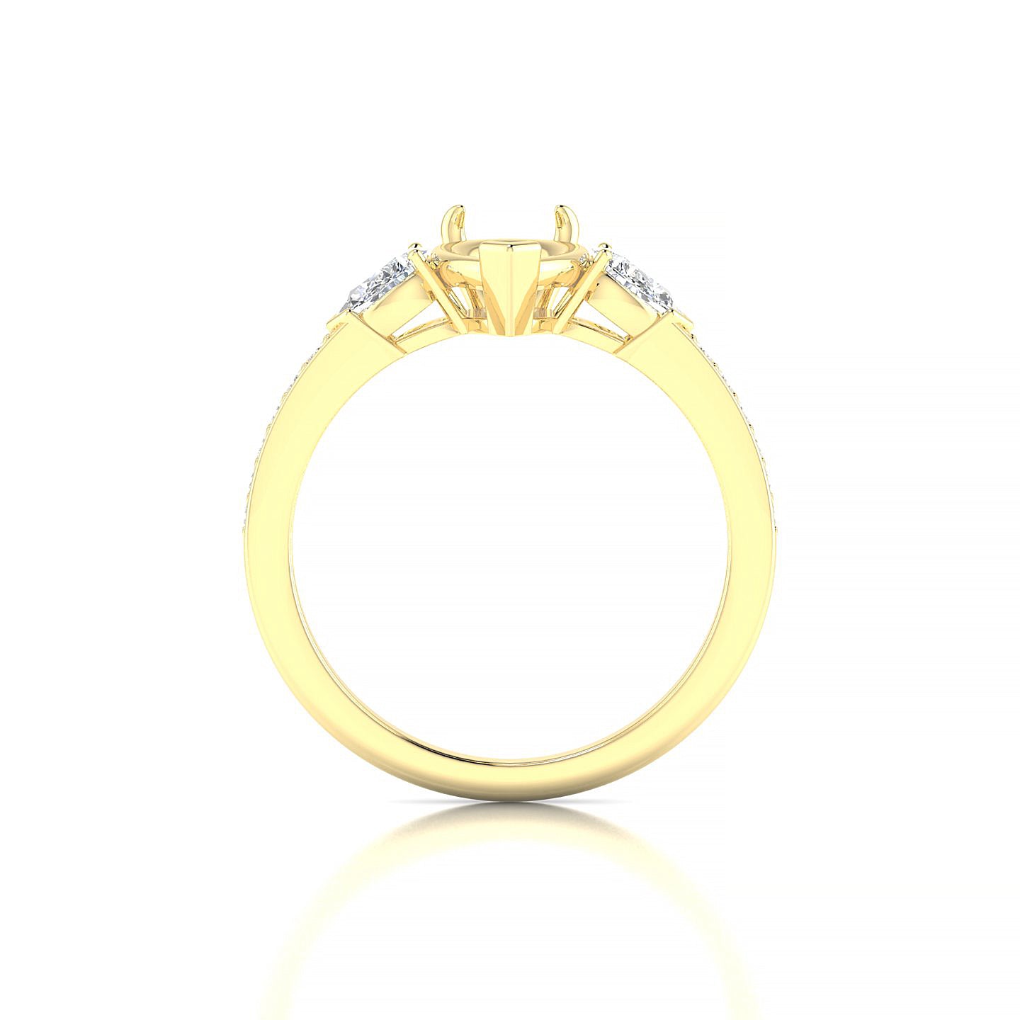 Waterfall Pear 2-2.99 ct | 18k Yellow Gold Side Stones Ring