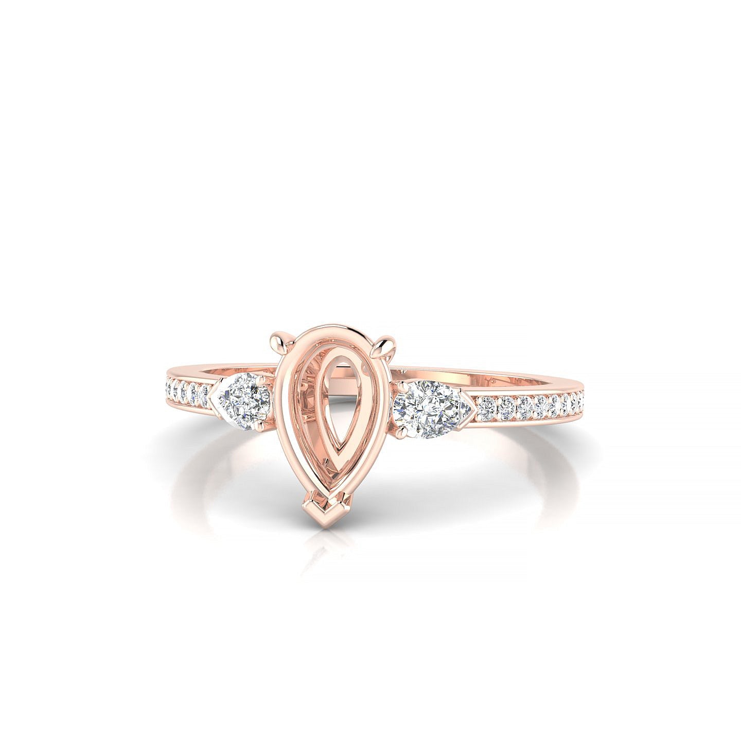 Waterfall Pear 1-1.99 ct | 18k Rose Gold Side Stones Ring