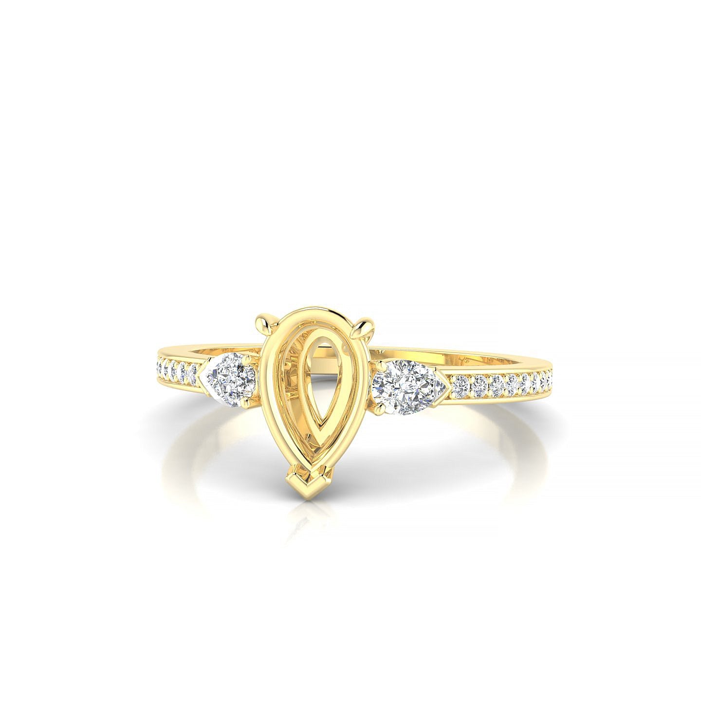 Waterfall Pear 1-1.99 ct | 18k Yellow Gold Side Stones Ring