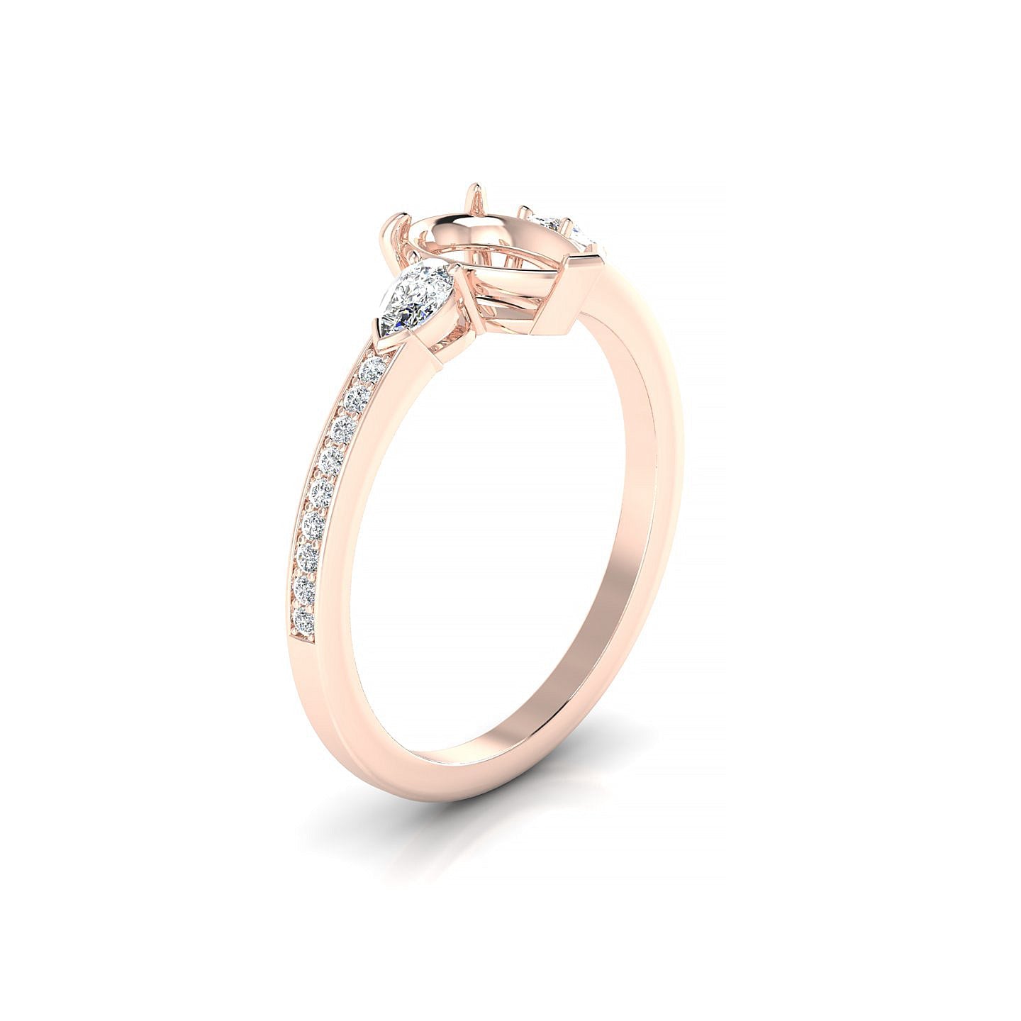 Waterfall Pear 1-1.99 ct | 18k Rose Gold Side Stones Ring