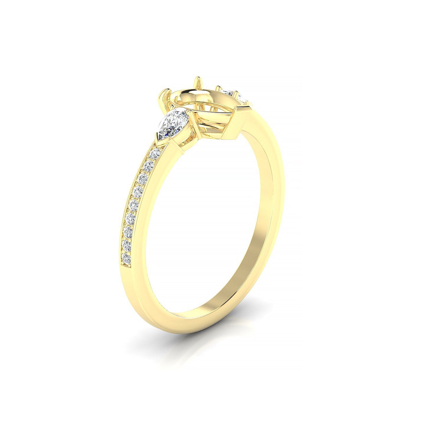 Waterfall Pear 1-1.99 ct | 18k Yellow Gold Side Stones Ring