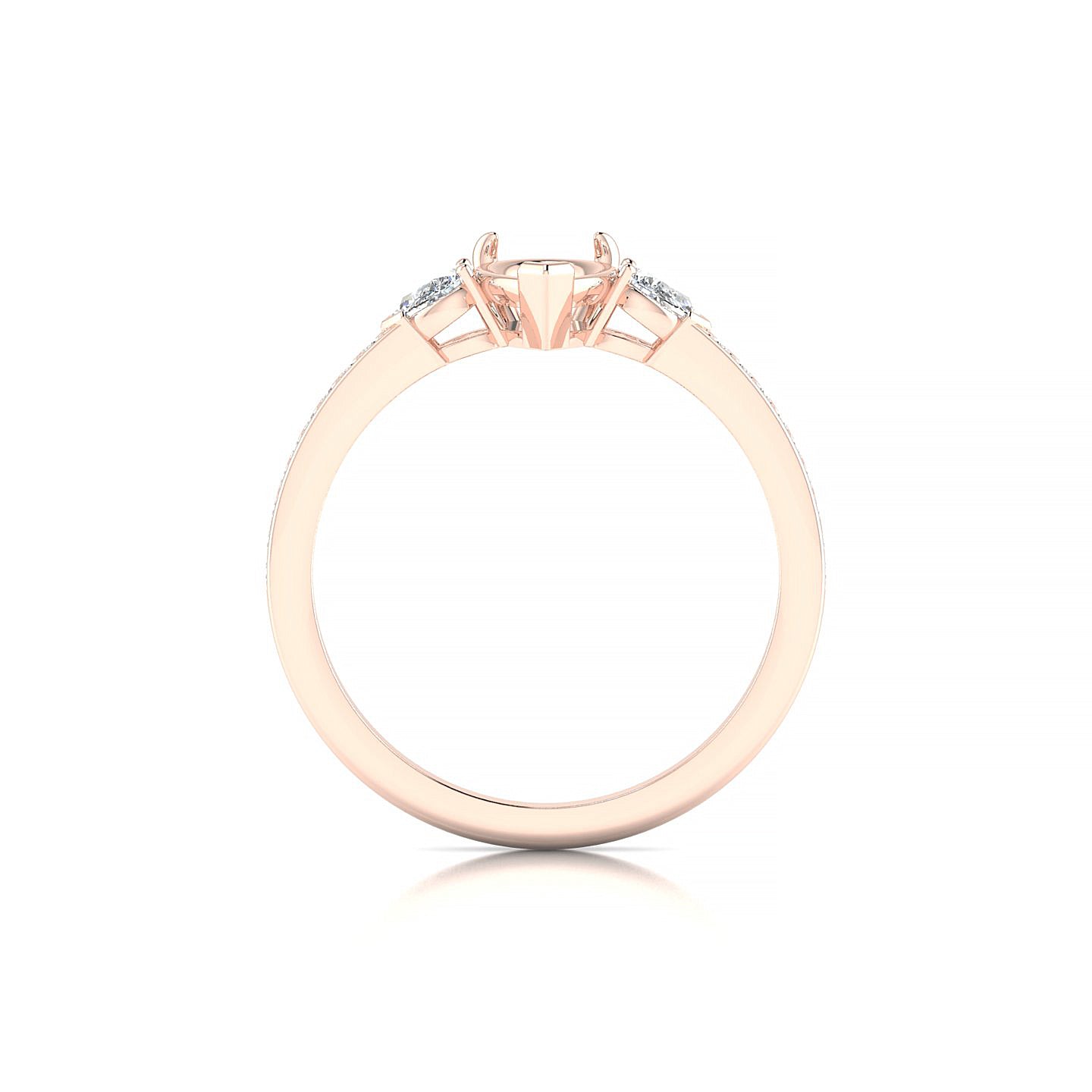 Waterfall Pear 1-1.99 ct | 18k Rose Gold Side Stones Ring