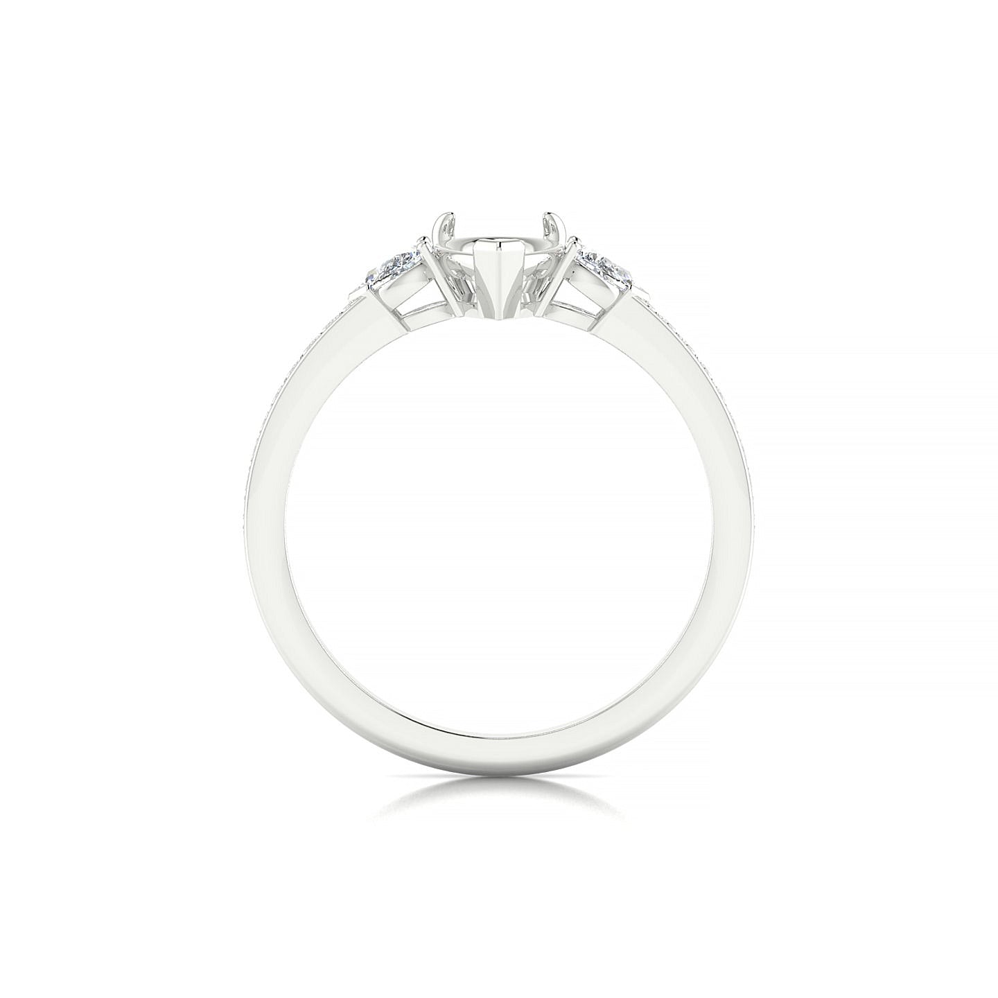Waterfall Pear 1-1.99 ct | 18k White Gold Side Stones Ring