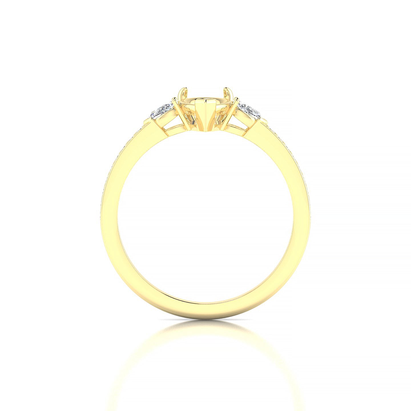 Waterfall Pear 1-1.99 ct | 18k Yellow Gold Side Stones Ring