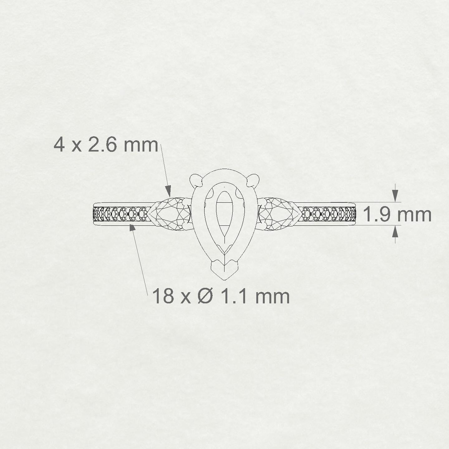 Waterfall Pear 1-1.99 ct | 18k Rose Gold Side Stones Ring