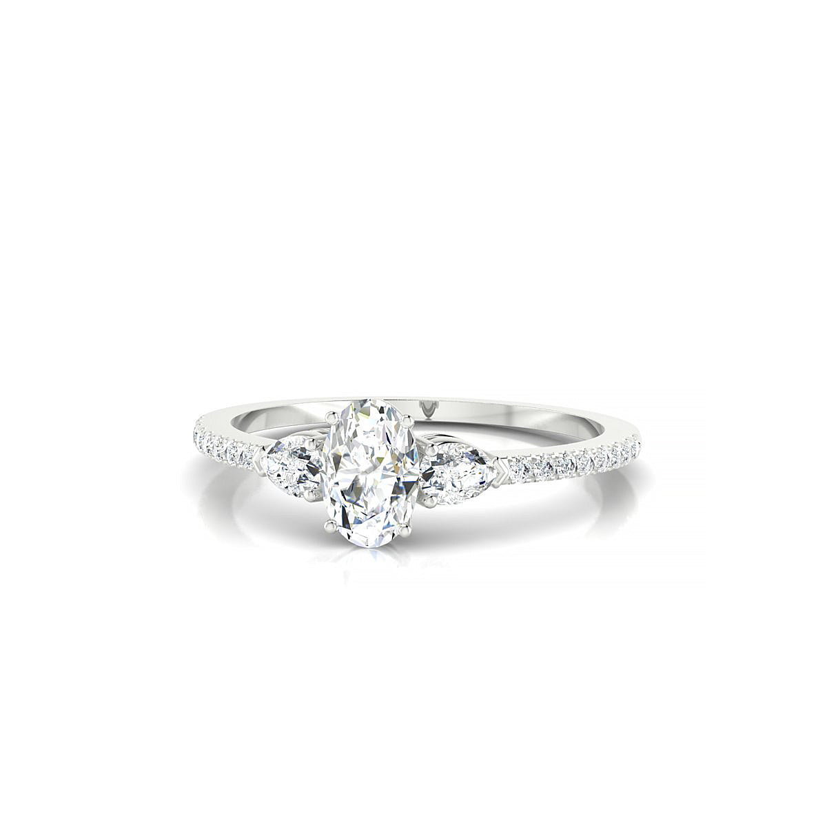 Waterfall | 18k White Gold 6 x 4 mm Oval Diamond Ring