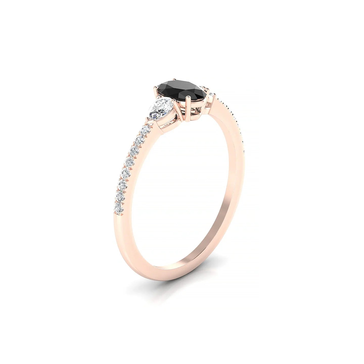 Waterfall | 18k Rose Gold 6 x 4 mm Oval Black Diamond Ring