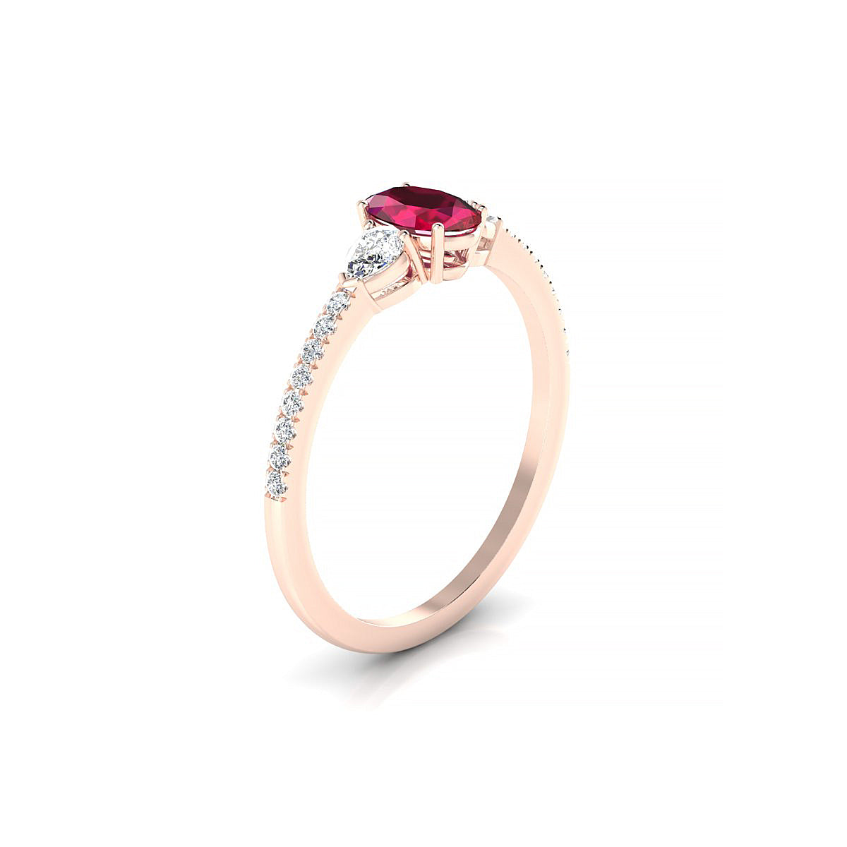 Waterfall | 18k Rose Gold 6 x 4 mm Oval Ruby Ring