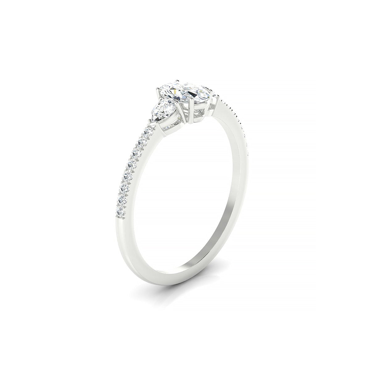 Waterfall | 18k White Gold 6 x 4 mm Oval Diamond Ring