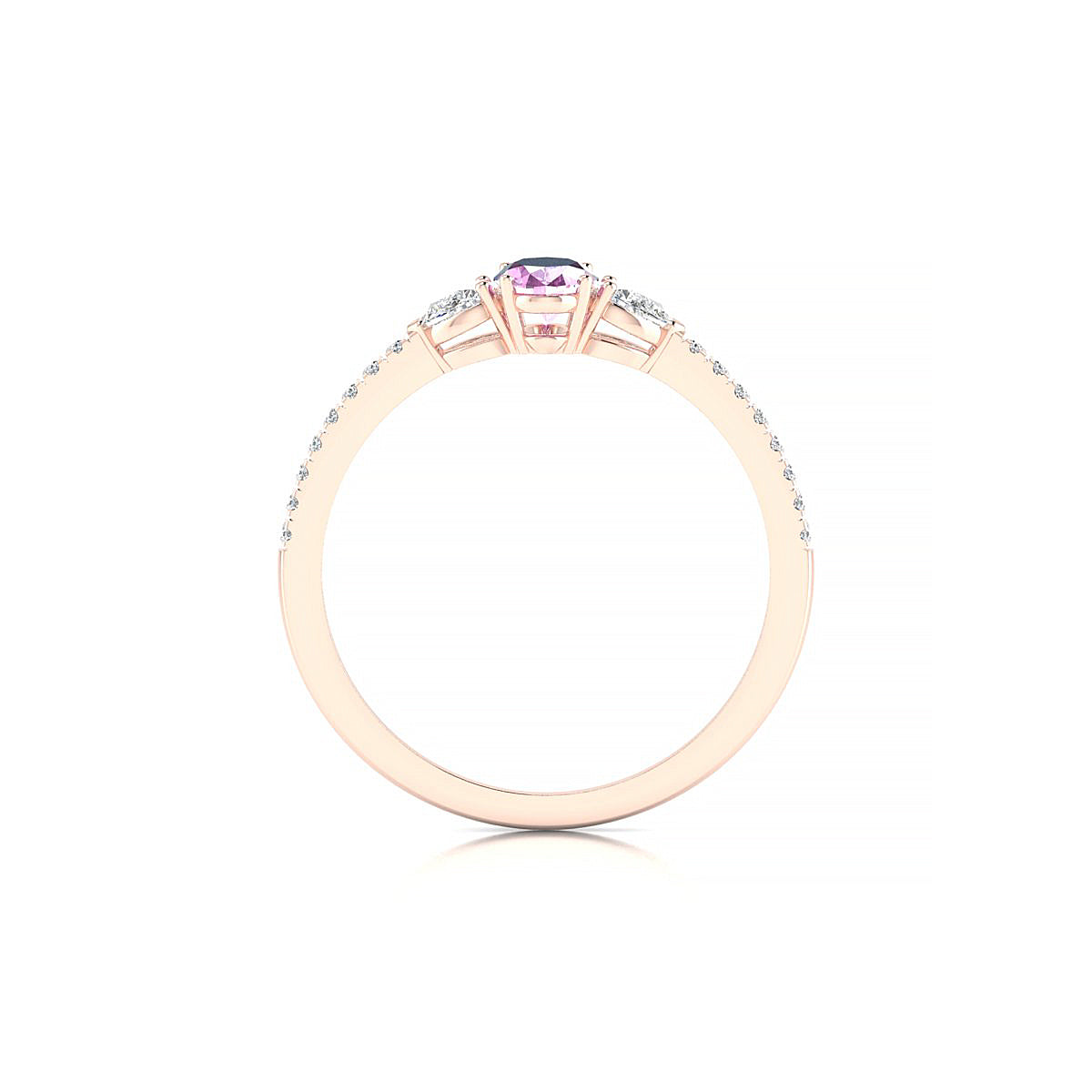 Waterfall | 18k Rose Gold 6 x 4 mm Oval Pink Sapphire Ring