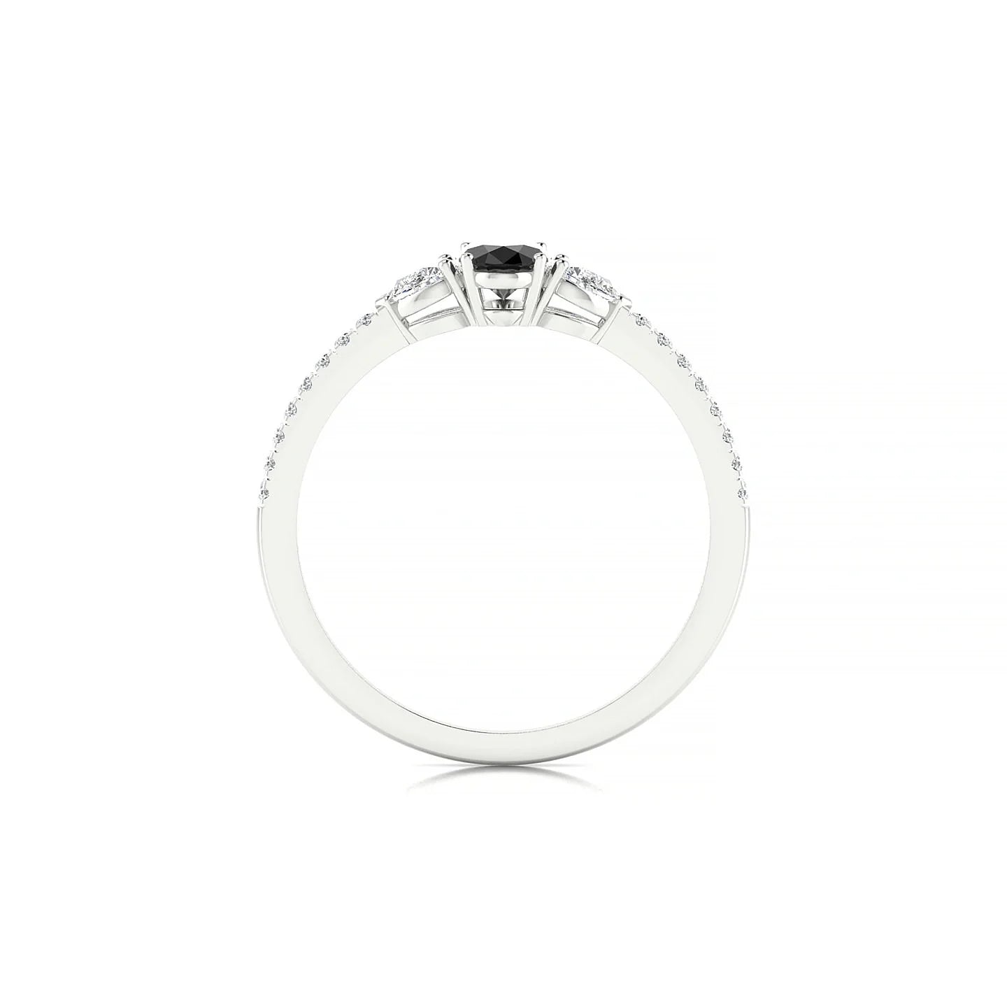 Waterfall | 18k White Gold 6 x 4 mm Oval Black Diamond Ring