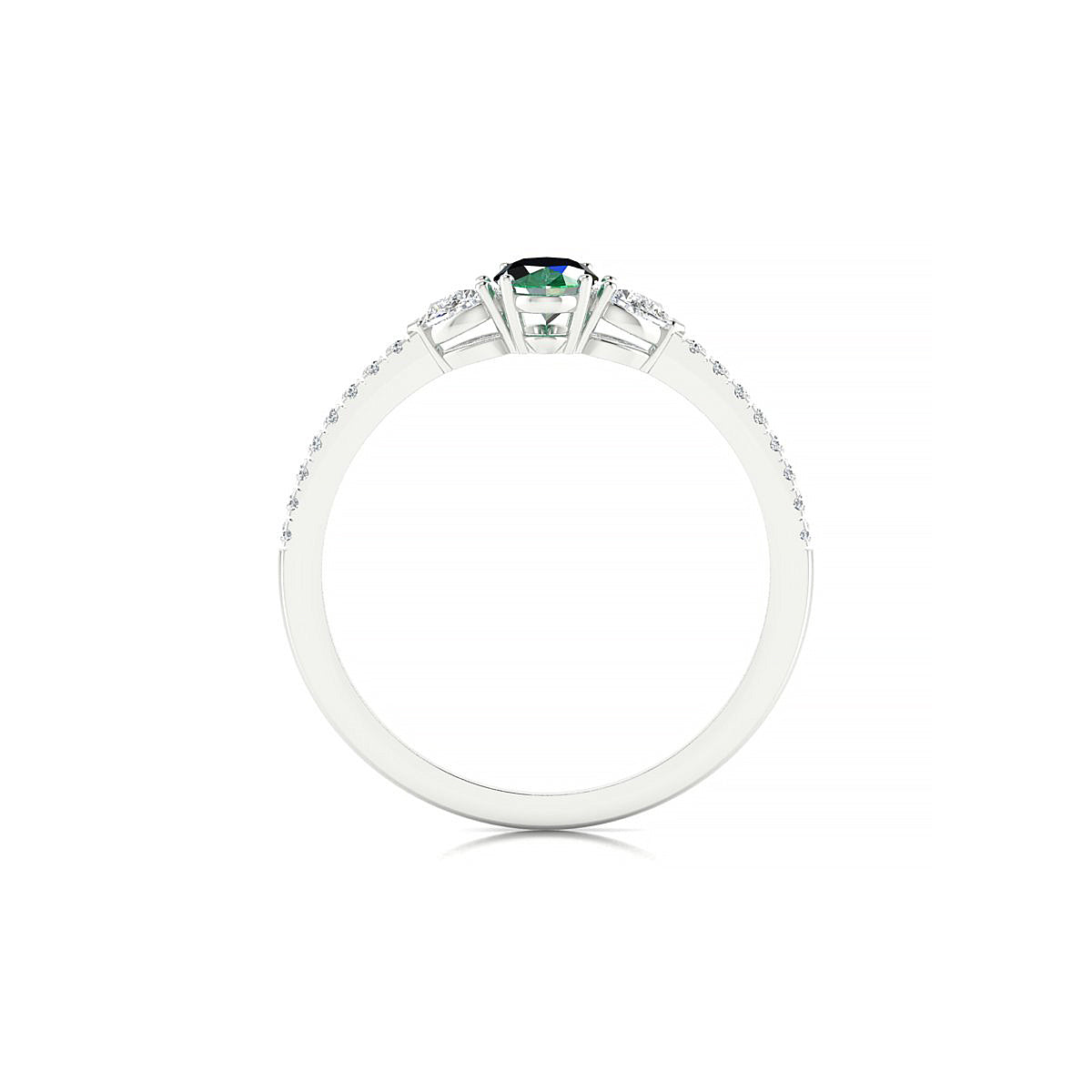 Waterfall | 18k White Gold 6 x 4 mm Oval Emerald Ring