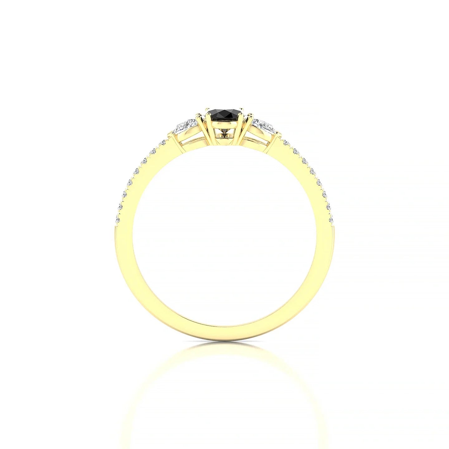 Waterfall | 18k Yellow Gold 6 x 4 mm Oval Black Diamond Ring