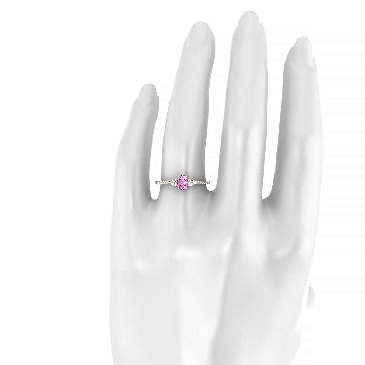 Waterfall | 18k Yellow Gold 6 x 4 mm Oval Pink Sapphire Ring