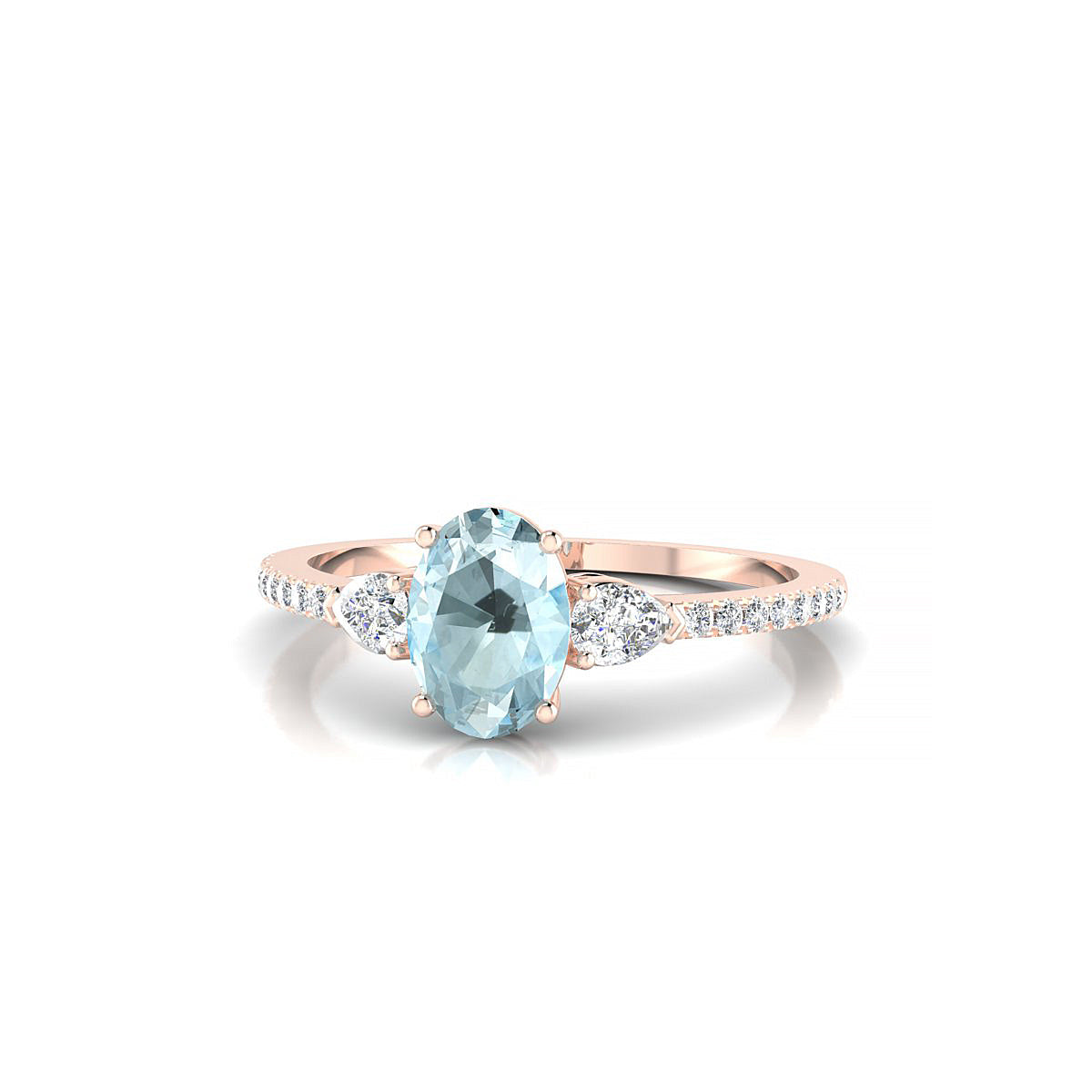 Waterfall | 18k Rose Gold 7 x 5 mm Oval Aquamarine Ring