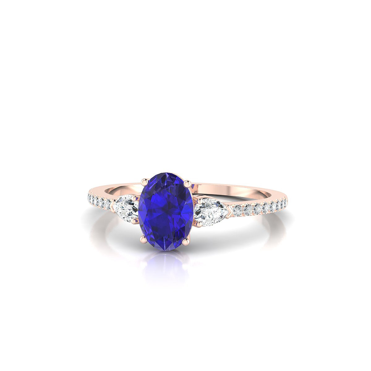 Waterfall | 18k Rose Gold 7 x 5 mm Oval Tanzanite Ring