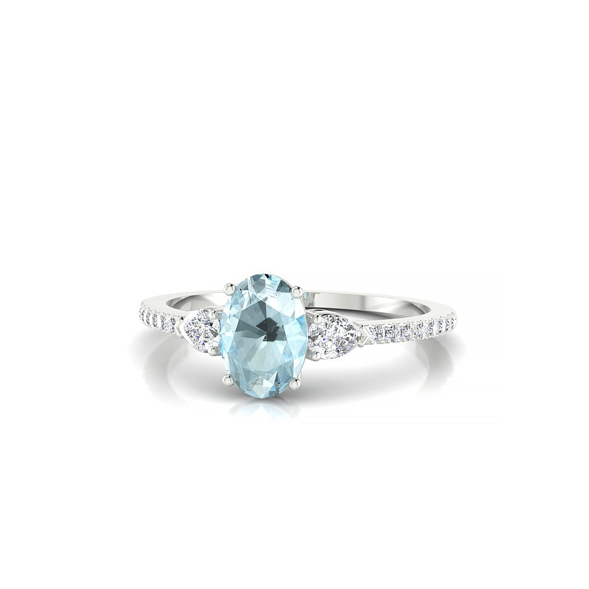 Waterfall | 18k White Gold 7 x 5 mm Oval Aquamarine Ring