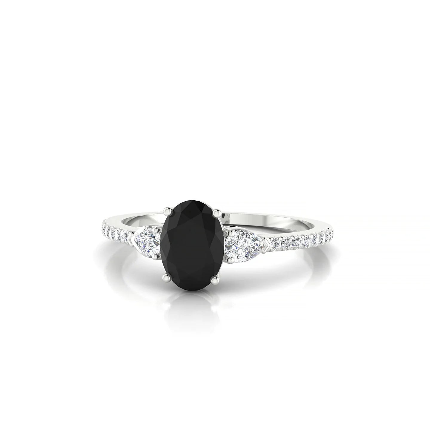 Waterfall | 18k White Gold 7 x 5 mm Oval Black Diamond Ring