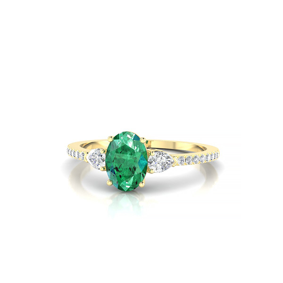 Waterfall | 18k Yellow Gold 7 x 5 mm Oval Emerald Ring