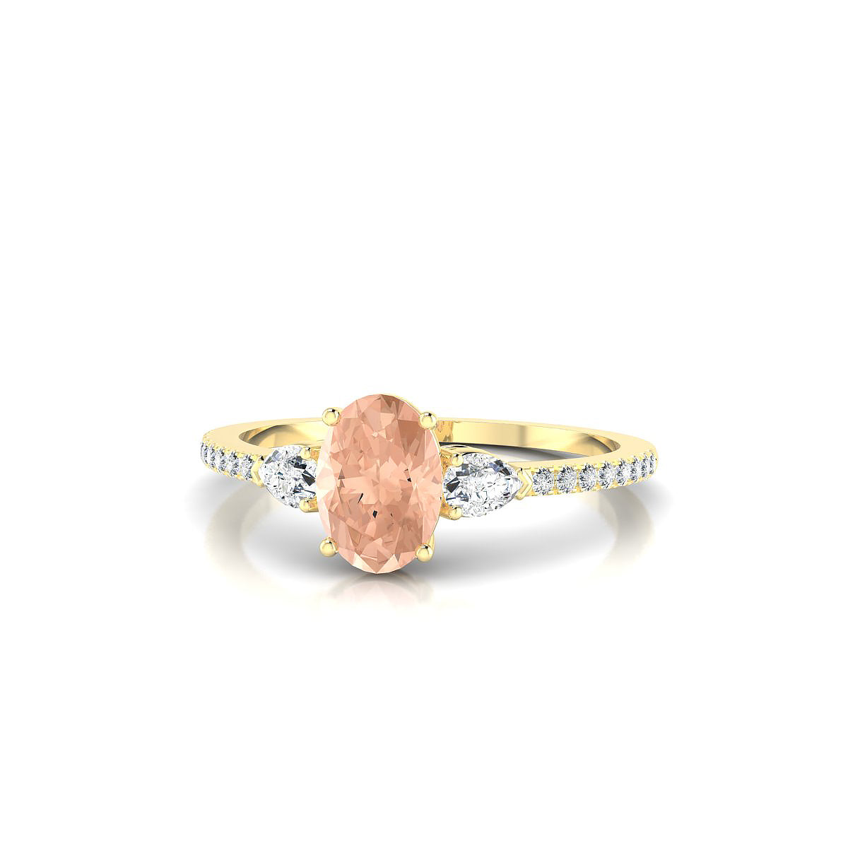 Waterfall | 18k Yellow Gold 7 x 5 mm Oval Morganite Ring