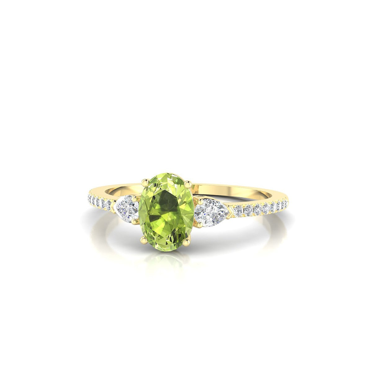 Waterfall | 18k Yellow Gold 7 x 5 mm Oval Peridot Ring