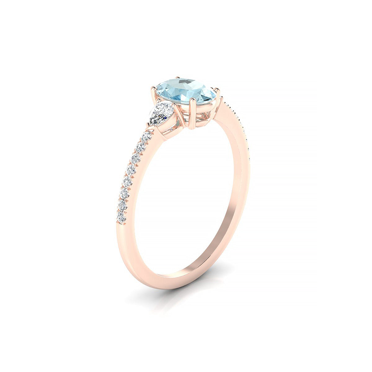 Waterfall | 18k Rose Gold 7 x 5 mm Oval Aquamarine Ring
