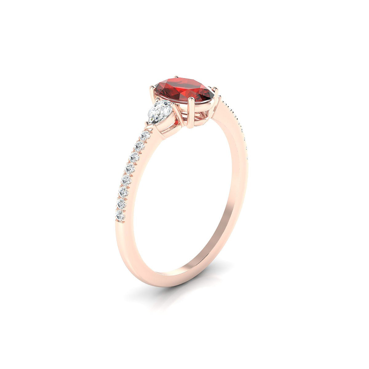 Waterfall | 18k Rose Gold 7 x 5 mm Oval Garnet Ring