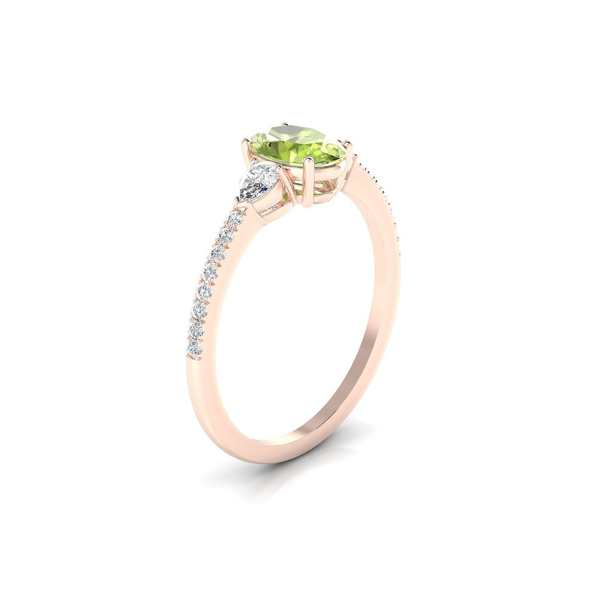 Waterfall | 18k Rose Gold 7 x 5 mm Oval Peridot Ring